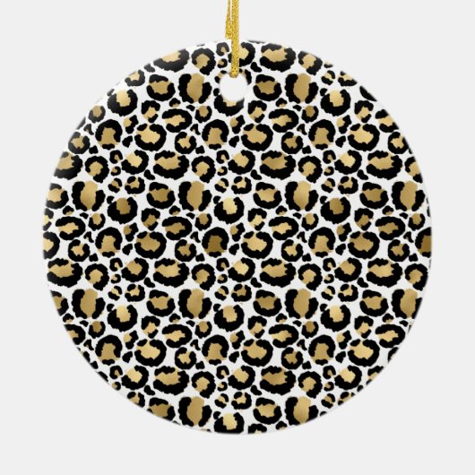 Gold Black Glam Leopard Print Keramisch Ornament (Achterkant)