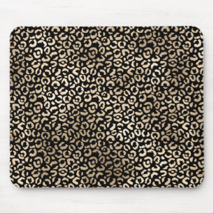 Gold Black Glam Leopard Print Muismat