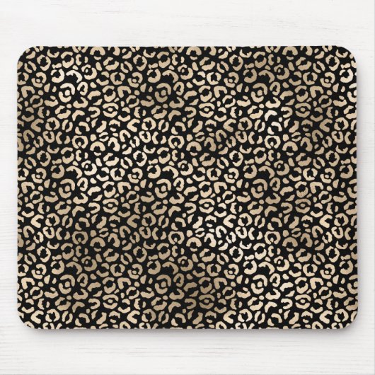 Gold Black Glam Leopard Print Muismat (Voorkant)