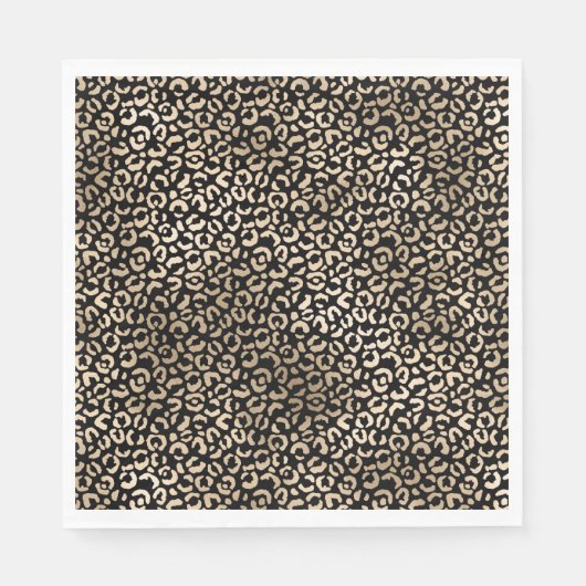 Gold Black Glam Leopard Print Servet (Voorkant)