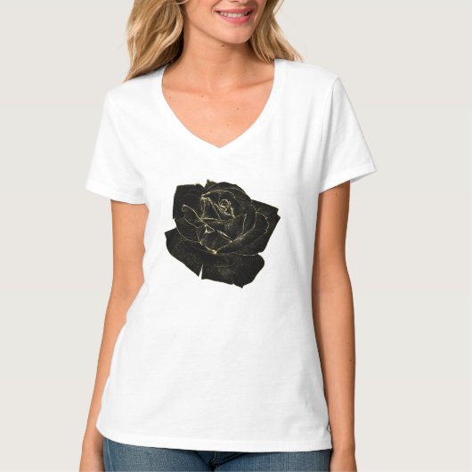 Gold Black Glam Roos Elegant Classy Unieke grafisc T-shirt (Voorkant)