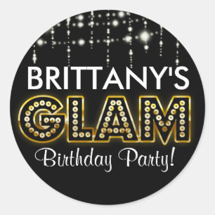 Gold & Black GLAM Typografie Party Sticker