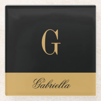 Gold Black Glazen Onderzetter