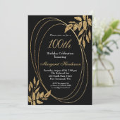 Gold Black Glitter 100th Birthday Celebration Kaart (Staand voorkant)