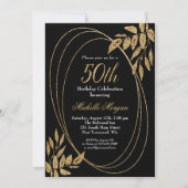 Gold Black Glitter 50th Birthday Celebration Kaart (Voorkant)