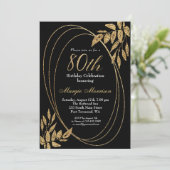 Gold Black Glitter 80e verjaardag Kaart (Staand voorkant)