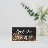Gold Black Glitter Beauty Salon Discount Kaart Visitekaartje (Staand voorkant)