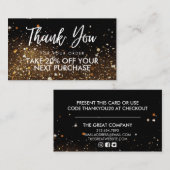 Gold Black Glitter Beauty Salon Discount Kaart Visitekaartje (Voorkant / Achterkant)