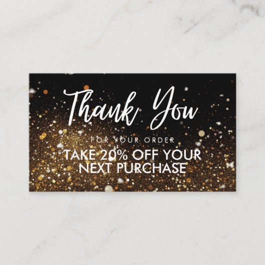 Gold Black Glitter Beauty Salon Discount Kaart Visitekaartje (Voorkant)