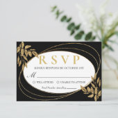 Gold Black Glitter Birthday Celebration RSVP Kaartje (Staand voorkant)