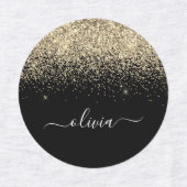 Gold Black Glitter Chic Monogram Naam Labels (Design 1)