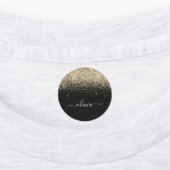 Gold Black Glitter Chic Monogram Naam Labels (Aangebracht)
