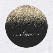 Gold Black Glitter Chic Monogram Naam Labels (Design 2)
