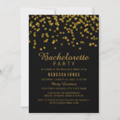 Gold Black Glitter confetti Bachelorette Party Kaart (Voorkant)