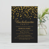 Gold Black Glitter confetti Bachelorette Party Kaart (Staand voorkant)