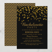 Gold Black Glitter confetti Bachelorette Party Kaart (Voorkant / Achterkant)