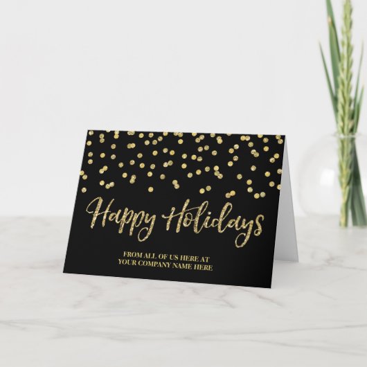 Gold Black Glitter Confetti Corporate Christmas Feestdagen Kaart (Voorkant)
