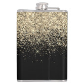 Gold Black Glitter Custom Monogram Name Heupfles (Achterkant)