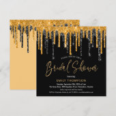 Gold Black Glitter Drip Script-Vrijgezellenfeest Kaart (Voorkant / Achterkant)