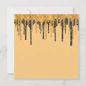 Gold Black Glitter Drip Script-Vrijgezellenfeest Kaart (Achterkant)