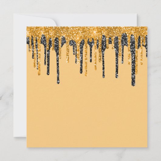 Gold Black Glitter Drip Script-Vrijgezellenfeest Kaart (Achterkant)