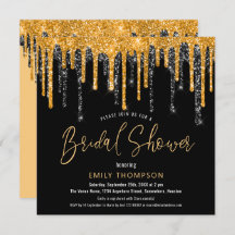Gold Black Glitter Drip Script-Vrijgezellenfeest