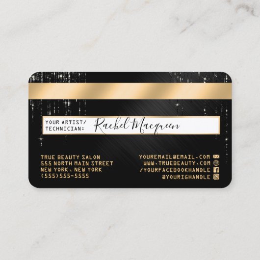 Gold Black Glitter Drivers - krediet voor Logo Visitekaartje (Achterkant)
