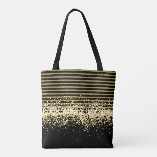 GOLD BLACK GLITTER, GEPERSONALISEERD GROOT TOTE BAG (Achterkant)
