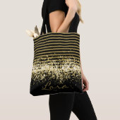 GOLD BLACK GLITTER, GEPERSONALISEERD GROOT TOTE BAG (Dichtbij)