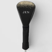 Gold Black Glitter Girly Monogram Initialen Golfheadcover (Voorkant)