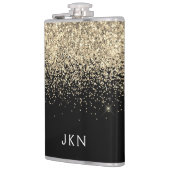 Gold Black Glitter Girly Monogram Initialen Heupfles (Links)