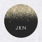 Gold Black Glitter Girly Monogram Initialen Labels (Design 1)