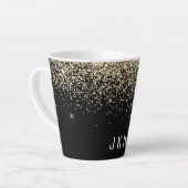 Gold Black Glitter Girly Monogram Initialen Latte Mok (Linkerhoek)
