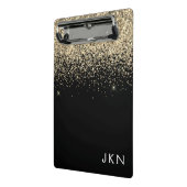 Gold Black Glitter Girly Monogram Initialen Mini Klembord (Angled2)