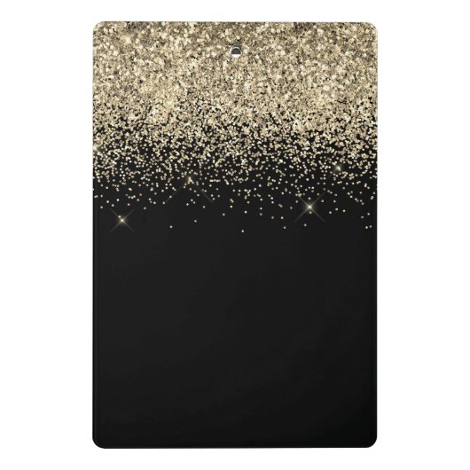 Gold Black Glitter Girly Monogram Initialen Mini Klembord (Achterkant)