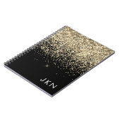 Gold Black Glitter Girly Monogram Initialen Notitieboek (Linkerzijde)