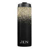 Gold Black Glitter Girly Monogram Initialen Thermosbeker (Voorkant)