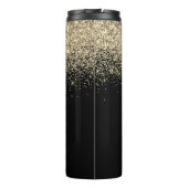 Gold Black Glitter Girly Monogram Initialen Thermosbeker (Achterkant)