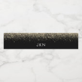 Gold Black Glitter Girly Monogram Initialen Waterfles Etiket (Enkel label)