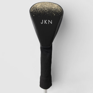 Gold Black Glitter Girly Monogram Initials Golfheadcover