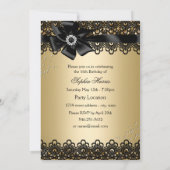 Gold & Black Glitter Lace Photo Sweet 16 Invite Kaart (Achterkant)