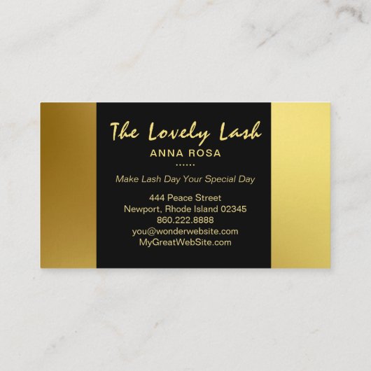 *~* Gold Black Glitter Lashes Extensions Brows Visitekaartje (Achterkant)