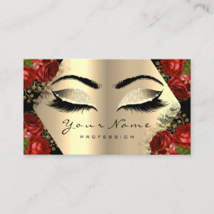 Gold Black Glitter Makeup Artist Lash Floral Rozen Visitekaartje