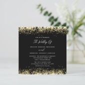 Gold Black Glitter Modern Wedding Invitation Kaart (Staand voorkant)