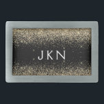 Gold Black Glitter Monogram Girly Initialen Gesp<br><div class="desc">Zwart en Goud Sparkle Glitter Monogram Naam Belt Buckle. Dit maakt het perfecte afstuderen,  zoet 16 16th,  18th,  21st,  30th,  40th,  50th,  60th,  70th,  80th,  90th,  100th Birthday,  bruiloft,  vrijgezellenfeest,  jubileum,  baby shower of vrijgezellenfeest cadeau voor iemand die houdt van glamoureuze luxe en chique stijlen.</div>