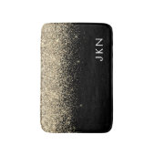 Gold Black Glitter Monogram Initialen Monogram Badmat (Voorkant Verticaal)