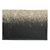 Gold Black Glitter Script Monogram Girly Name Kussensloop (Achterkant)