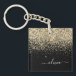 Gold Black Glitter Script Monogram Girly Name Sleutelhanger<br><div class="desc">Zwarte en Gold Faux Folie Sparkle Glitter Script Monogram Name Sleutelhanger. Dit maakt de perfecte liefhebbende 16 verjaardag,  bruiloft,  vrijgezellenfeest,  verjaardagsdag,  baby shower of vrijgezellenfeest voor iemand die van luxe glam en stijl houdt.</div>