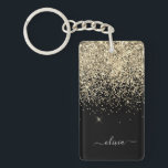 Gold Black Glitter Script Monogram Girly Name Sleutelhanger<br><div class="desc">Gold en Black Sparkle Glitter Script Monogram Name Sleutelhanger. Dit maakt de perfecte liefhebbende 16 verjaardag,  bruiloft,  vrijgezellenfeest,  verjaardagsdag,  baby shower of vrijgezellenfeest voor iemand die van luxe glam en stijl houdt.</div>