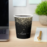 Gold Black Glitter Sparkle Monogram Paper Cups Papieren Bekers<br><div class="desc">Zwarte en goudfaux Glitter en Sparkle Elegant Monogram Birthday,  Wedding,  Vrijgezellenfeest of Bachelorette Party Cup. Deze Voetbal kan worden aangepast om uw initiaal en voornaam op te nemen. Neem contact op met de ontwerper voor aangepaste overeenkomende objecten.</div>